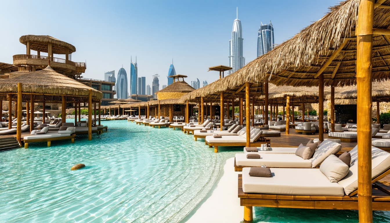 Luxury cabanas and relaxation areas at Aquaventure World Dubai