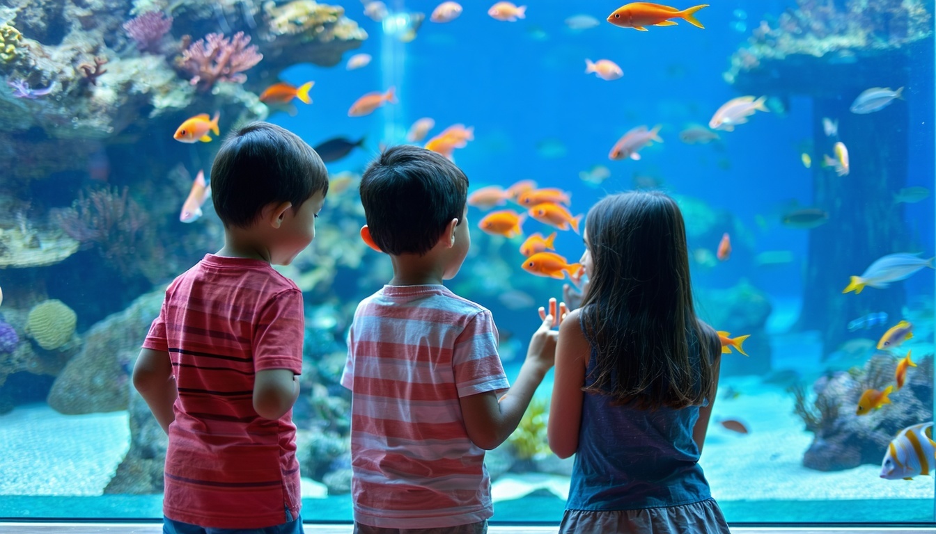 Guests interacting with marine life at Aquaventure World Dubai